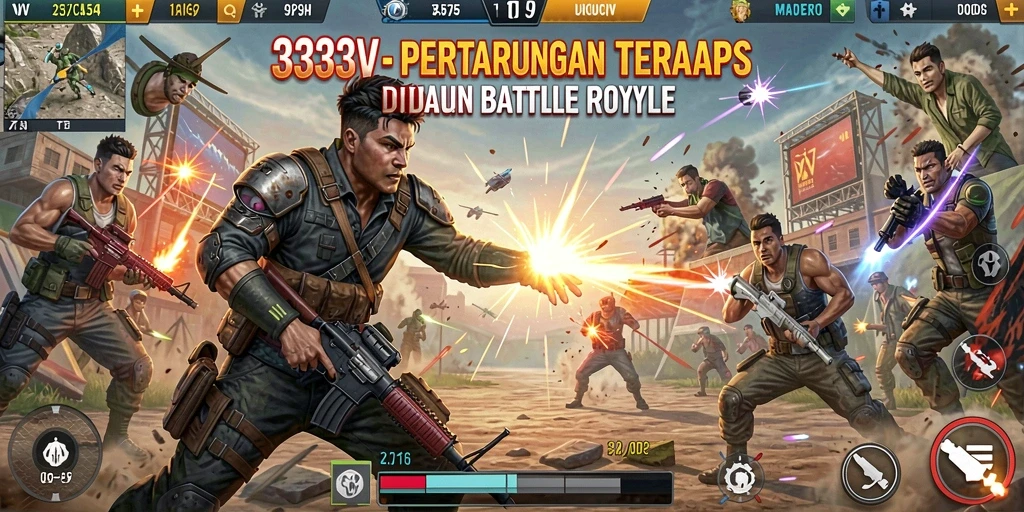 Tampilan gameplay mendebarkan dalam 333V yang penuh aksi Battle Royale.
