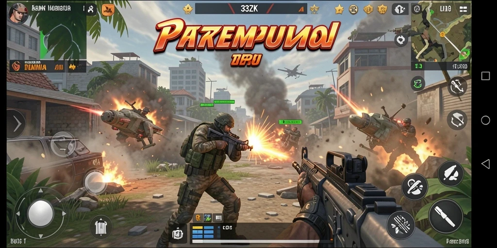 Screenshot menunjukkan aksi mendebarkan dalam gameplay 33ZK.