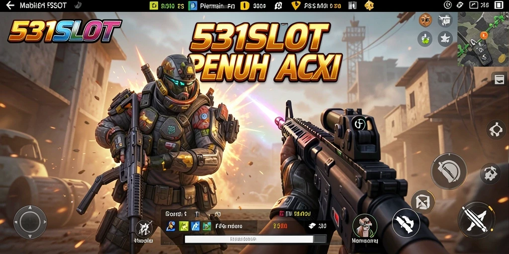 Screenshot permainan 531SLOT menampilkan aksi pertarungan yang mendebarkan dalam gameplay FPS.