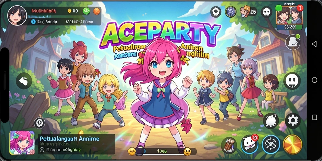 Tampilan gameplay ACEPARTY yang menarik dan penuh aksi.