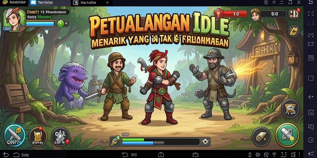 Tampilan gameplay C0077 yang menampilkan berbagai karakter dalam aksi Idle.