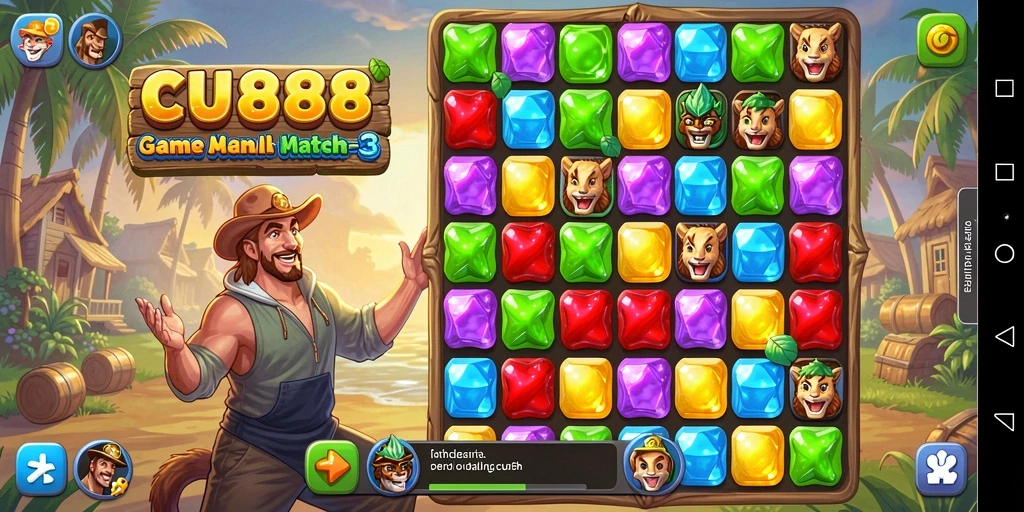 Screenshot gameplay CU888 menampilkan keseruan mencocokkan item Match-3.