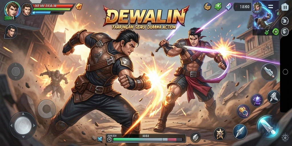 Screenshot DEWALIN menampilkan aksi pertarungan intens di arena.