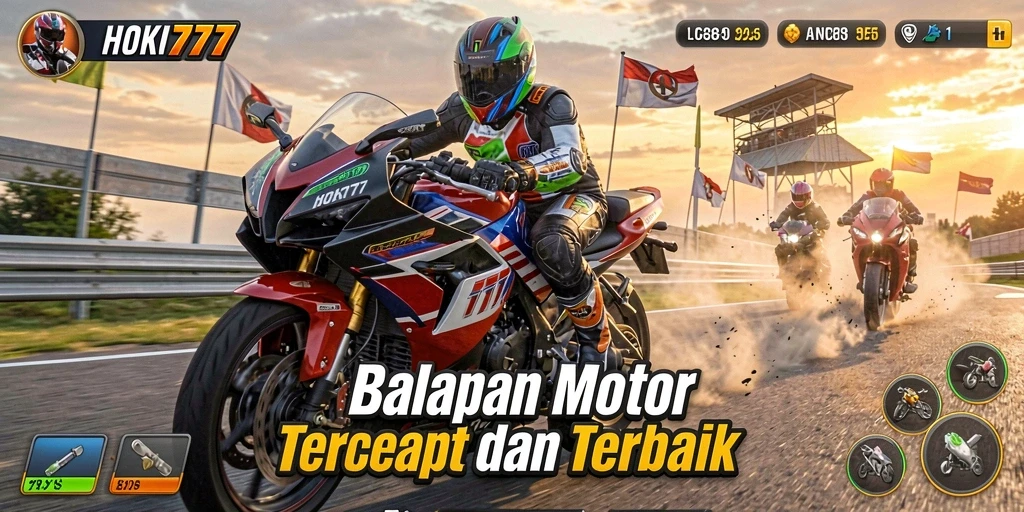 Gameplay mendebarkan HOKI777 dengan balapan motor yang cepat