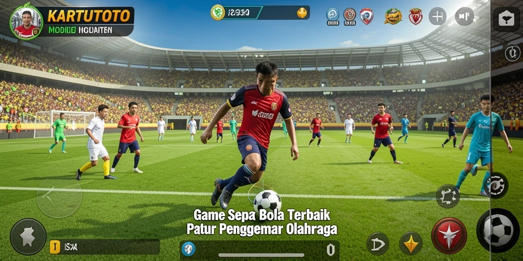 Tampilan gameplay KARTUTOTO dengan aksi sepak bola yang mendebarkan.