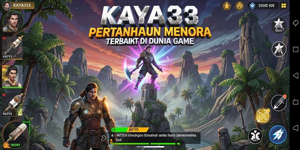 Tampilan gameplay KAYA33 dengan menara dan musuh di peta yang menantang.