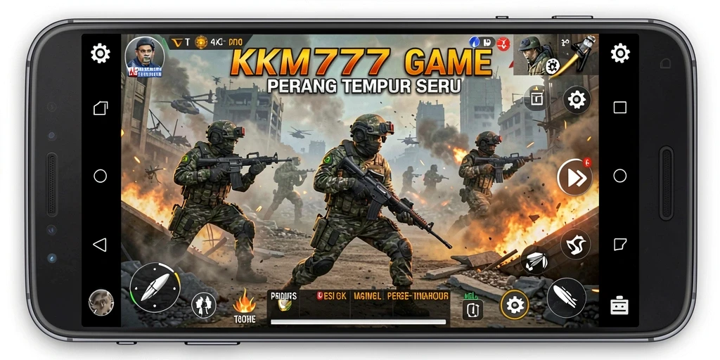 Tangkapan layar gameplay KM777 menampilkan aksi pertempuran yang mendebarkan.