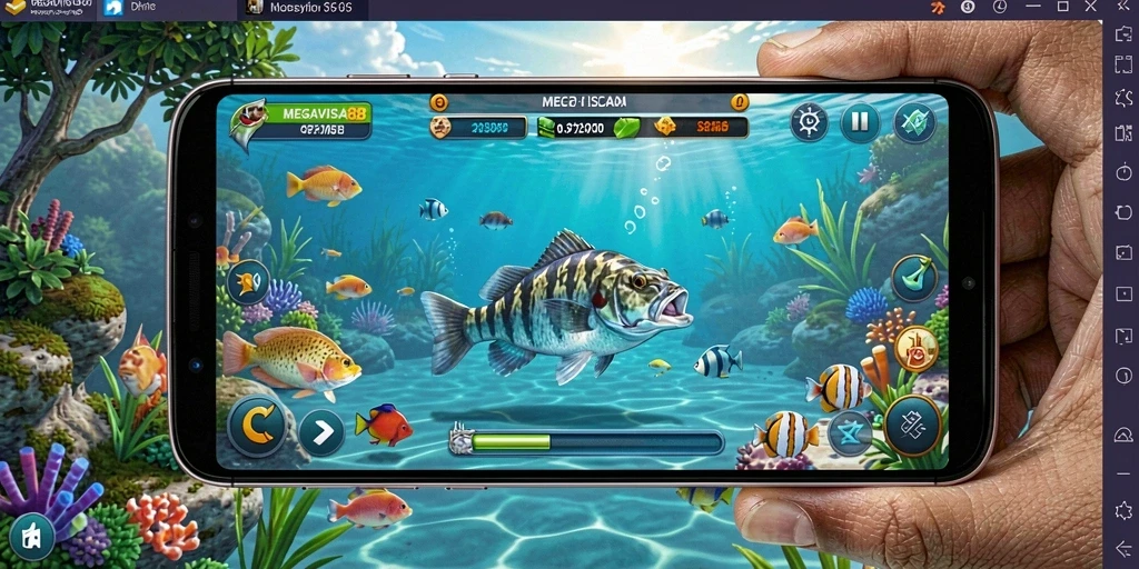 Tampilan grafis terbaik dari gameplay MEGAVISA88 saat memancing.