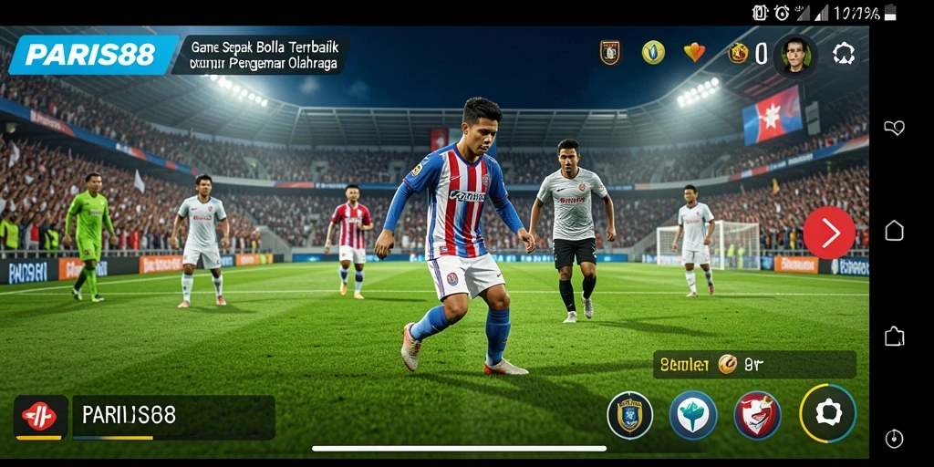 Screenshot gameplay PARIS88 menampilkan aksi menegangkan di lapangan sepak bola.