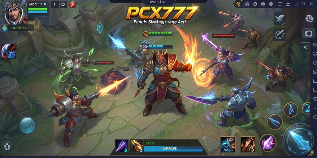 Screenshot gameplay <strong>PCX777</strong> menampilkan aksi seru dalam pertempuran tim.