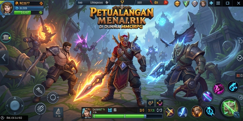 Tampilan gameplay RICIS77 menampilkan pertarungan seru antara karakter dan monster.