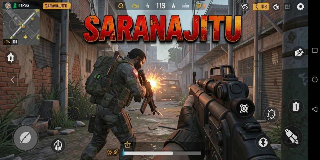 Tangkapan layar SARANAJITU menampilkan aksi gameplay TPS yang mendebarkan.