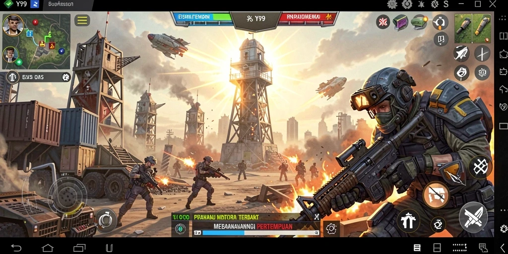 Gameplay menegangkan Y89 dalam pertempuran Tower Defense.